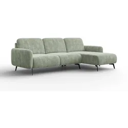 ECKSOFA FEBE 4-Sitzer RECHTS, hellgrüner Chenille-Stoff