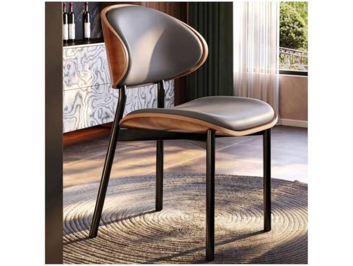 Ergonomischer moderner Esszimmerstuhl, PU-Lederstuhl Ergonomische Wirbelsäulenstütze, PU-Leder, 300-Pfund-Karbonstahlkonstruktion, for Esszimmer und Besprechungsräume(Gray,1ps)