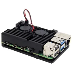 Armor Gehäuse mit Lüfter für Raspberry Pi 4, schwarz