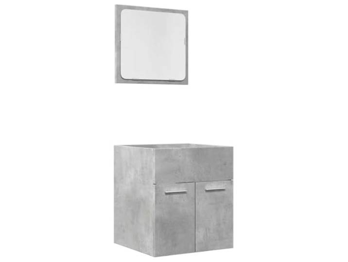 KTHLBRH Badezimmermöbel-Set 2-teilig grau Beton aus Spanplatte und Glas Schrank 41x38,5x46 cm, Spiegel 40x37 cm, Wandmontage, Stauraum, Spanplatte, Glas