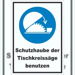 HB-Druck Schutzhaube der Tischkreissäge benutzen Aufkleber A5 (148x210mm)