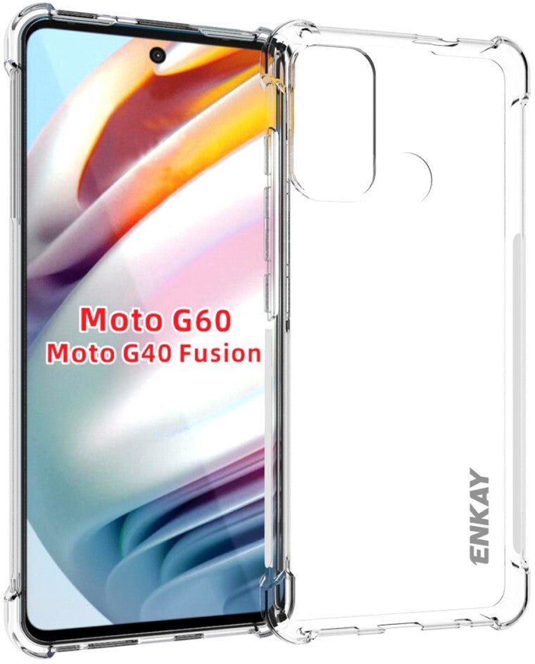 Motorola Moto G60 Enkay Anti-Slip Shockproof Bagside Cover - Gennemsigtig