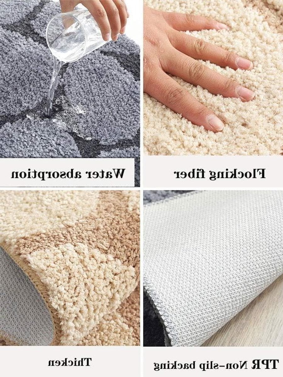 Grijs Gebogen Douchemat - Antislip Badkleed - Sneldrogend en Absorberend