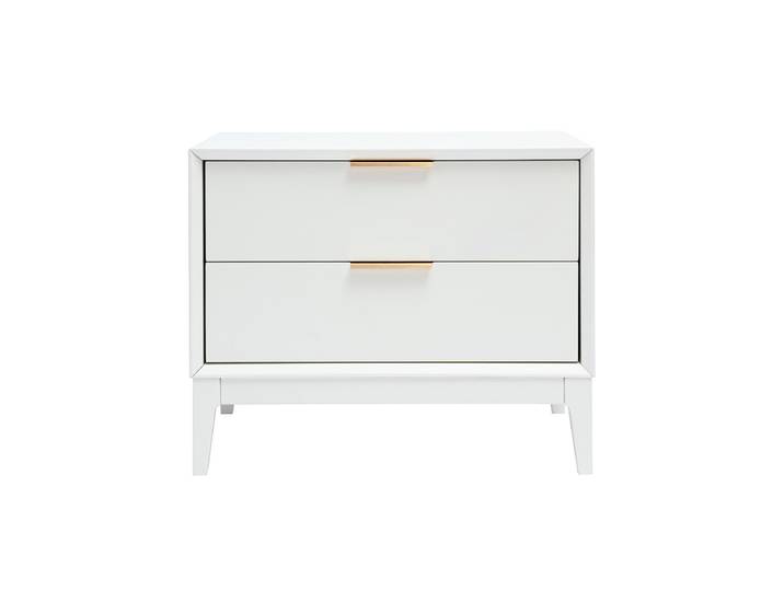 Table de chevet blanche mat et métal doré avec rangements GIANA