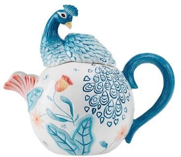 Fitz and Floyd Gracie Teapot with Peacock Lid, 1 Quart
