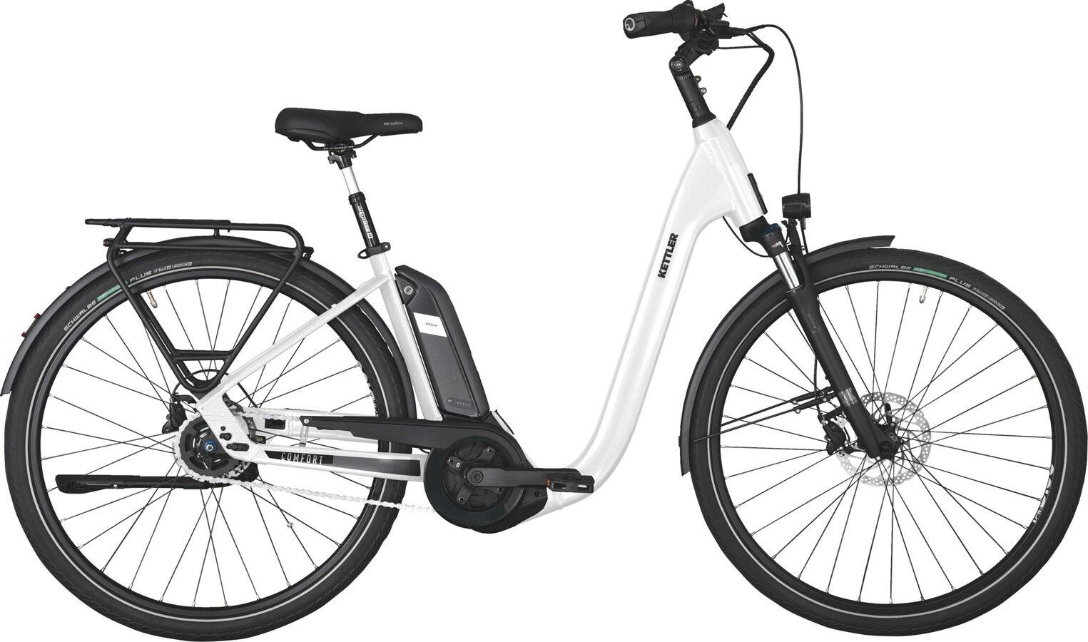 Kettler E-COMFORT 8 RT white alysium shiny 28" 545 Wh Wave E-City Bike in Weiß