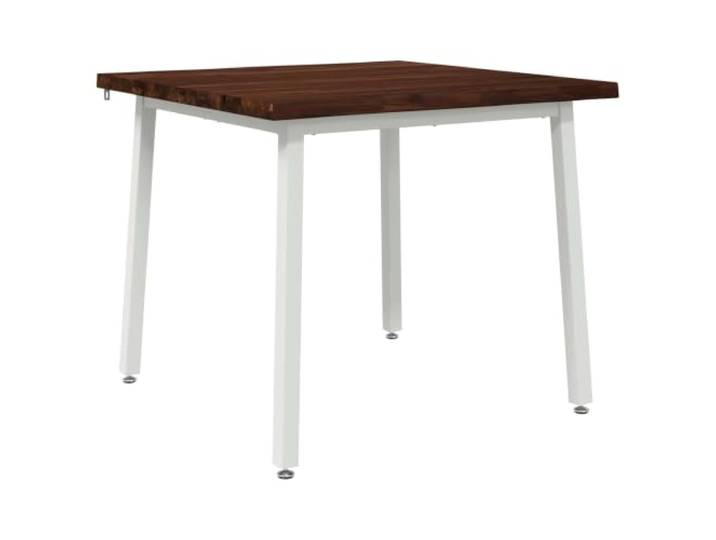 Roanoer Esstisch Massivholz 90x90x75 cm Quadratischer Küchentisch Natürliche Baumkante für 4 Personen, stabiles Stahlgestell für Küche und Wohnbereich, belastbar bis 80 kg.