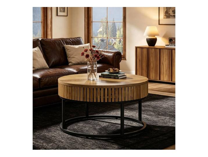 MC Star Konsolentisch Eleganter Beistelltisch mit kreisförmiger Tischplatte (Runder Wohnzimmertisch,Couchtisch mit einzigartiger Struktur(nur mit 1pcsCouchtisch)