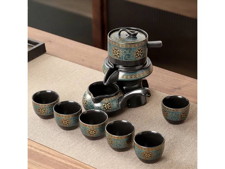 Service à thé domestique créatif salon semi-automatique rotatif Kungfu service à thé eau pour la fabrication de thé tasse à thé en céramique cadeaux d'affaires