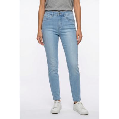 Straight-Jeans BONPRIX, Damen, Gr. 38, K-Gr, blau (hellblau used), Denim/Jeans, Obermaterial: 82% Baumwolle, 17% Polyester, 1% Elasthan, regular fit, Jeans Straight-Jeans, Regular Fit, Komfort-Stretch-Material, leichte Stoffqualität