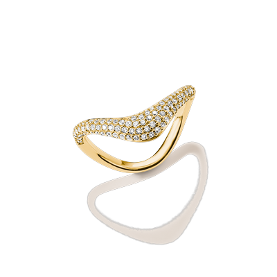 Fingerring THOMAS SABO "Fluid Elegance Ring Pavé gelbgoldfarben" Gr. 60, gold (gelbgoldfarben, kristallweiß), Fingerringe, Damen, 60, Metall, Fingerring, mit Zirkonia (synth.)