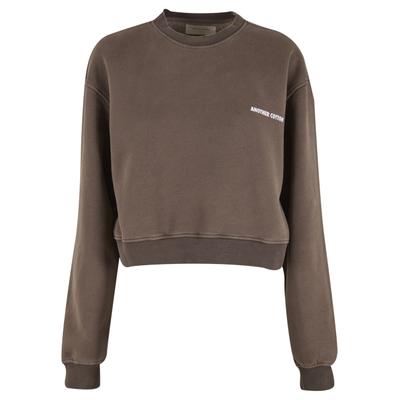 Sweater ANOTHER COTTON LAB "Another Cotton Lab Hot Girls Sweatshirt", Damen, Gr. S, braun (dunkelgrau), 52% Baumwolle, 48% Polyester, bedruckt, Rundhals, Sweatshirts Sweater