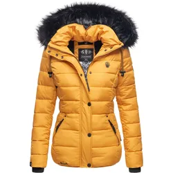 NAVAHOO Damen Modische Winterjacke Steppjacke mit Kunstpelz Kapuze Zuckerbiene