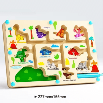 Inspire Picks Montessori Magnetic Color Sorting Maze Wooden Educational Sensory Toy For Kids dinosaur