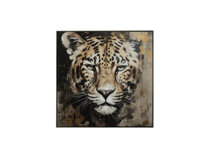 Handbemaltes, gerahmtes Bild „Powerful Tiger“ 82.5 x 82.5 cm Multicolor Crea Collection