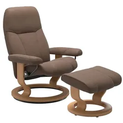 Stressless Sessel mit Hocker Consul Classic Leder Braun Batick Mole M (Medium)