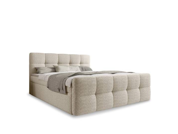 Lit coffre + matelas 180x200cm en bouclette beige