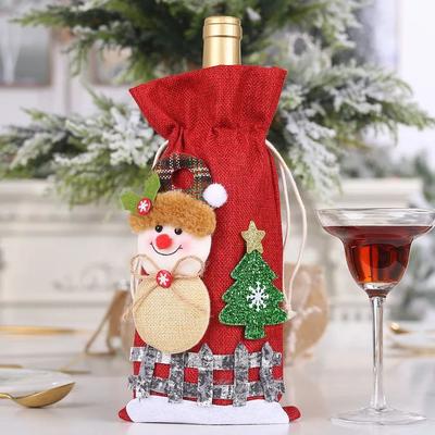 Uplift Treasures Christmas Wine Bottle Cover Set With Santa And Snowman Design d