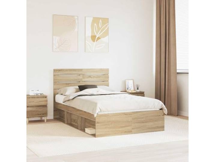 KTHLBRH Bettgestell Sonoma, 120 x 190 cm, Kiefer massiv Kopfteil inklusive, feste Latten, einfache Reinigung, Montage 2 Personen, max. Belastung 200 kg