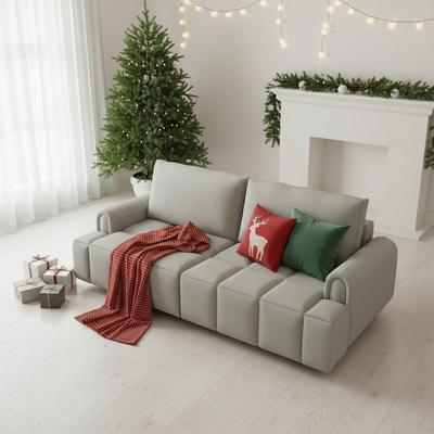 "Homy Casa 90.2"" 4-Seater Modern Teddy Fabric Convertible 3 in 1 Sofa Bed with Storage, King Size Sleeper Sofa"