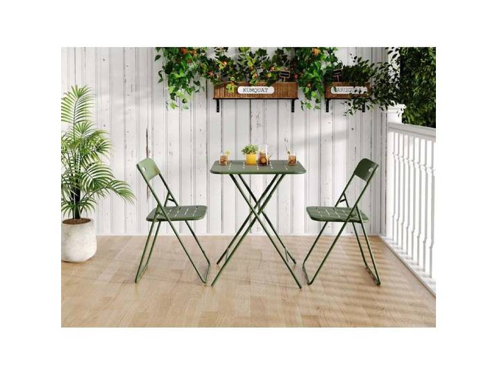 Ensemble de table et chaises de jardin - CRESTA - Pliable - Acier revêtu - 2 chaises + 1 table - Vert