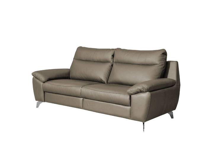 Sofa Kimball 2,5 -Sitzer Grau/Taupe Bezug: Echtleder Füße: Metall verchromt 216 x 95 x 96cm Keine Funktion Modern