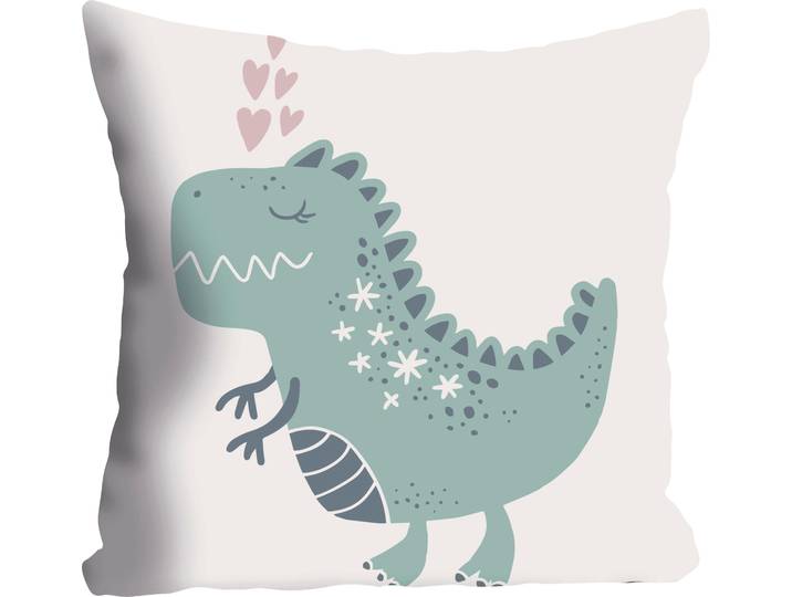 Dekokissen QUEENCE Drache , bunt (bunt, bedruckt), B:40cm L:40cm, Polyester, Dekokissen_Sitzkissen_Kissenhüllen, Dekokissen, Kissenhülle ohne Füllung, 1 Stück