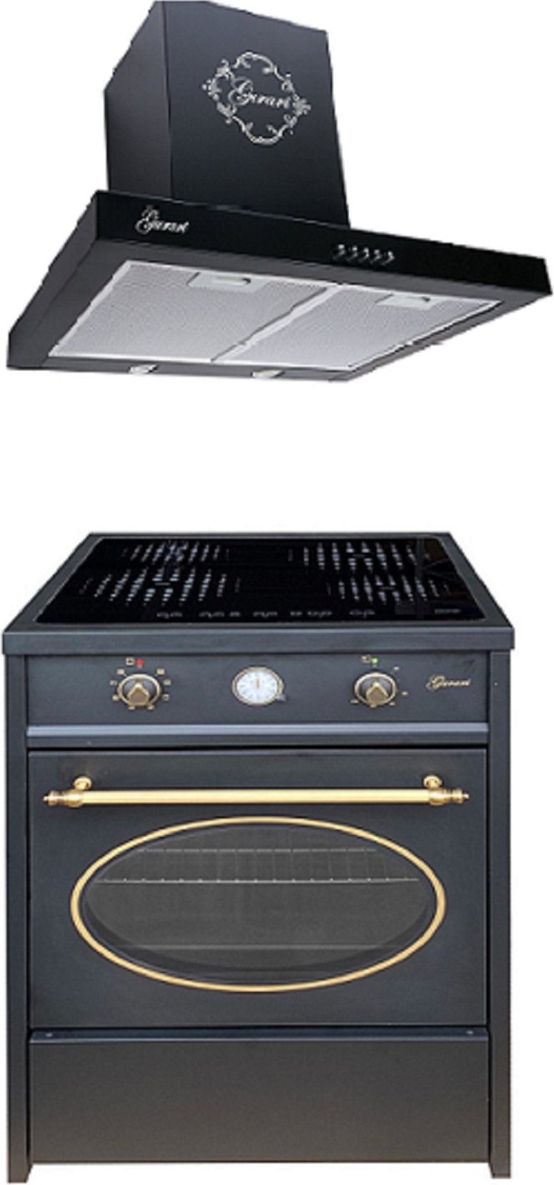 GURARI GCH E 612 BL r Induktions Standherd + GCH F 461 BL 6 Dunstabzugshaube 60cm