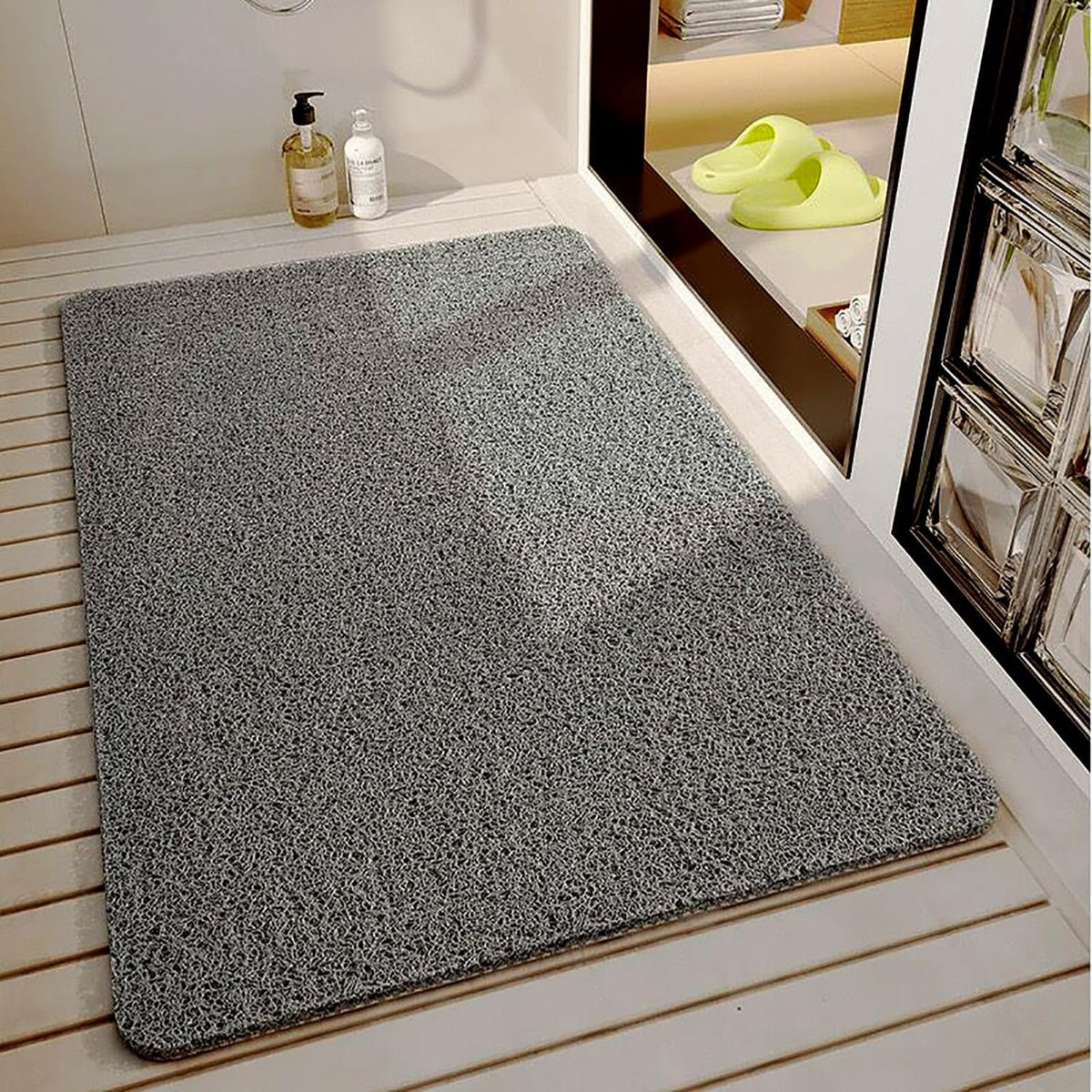 Grijs antislip douchemat voor in de badkamer, 90 x 120 cm