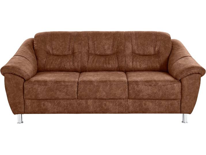 3-Sitzer SIT & MORE Salsa, B: 202 cm, Federkern, komfortable Sitzhöhe 45 cm , braun (cognac), B:202cm H:86cm T:90cm, Luxus-Microfaser ALTARA NUBUCK (100% Polyester) / Struktur (90% Polyester, 10% Polyamid);Luxus-Microfaser ALTARA NUBUCK (100% Polyester) / Struktur fein (100% Polyester), Sofas, 3-Sitzer, Frei im Raum stellbar, 110 kg je Sitzplatz, zeitloses Design