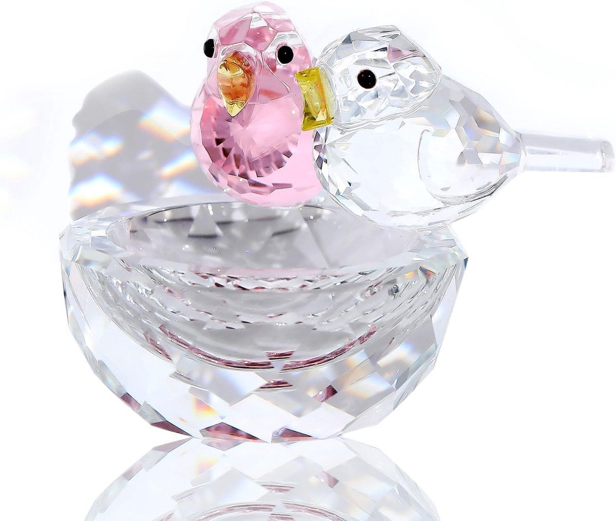 Set Glazen Vogel Beeldjes voor Tafeldecoratie