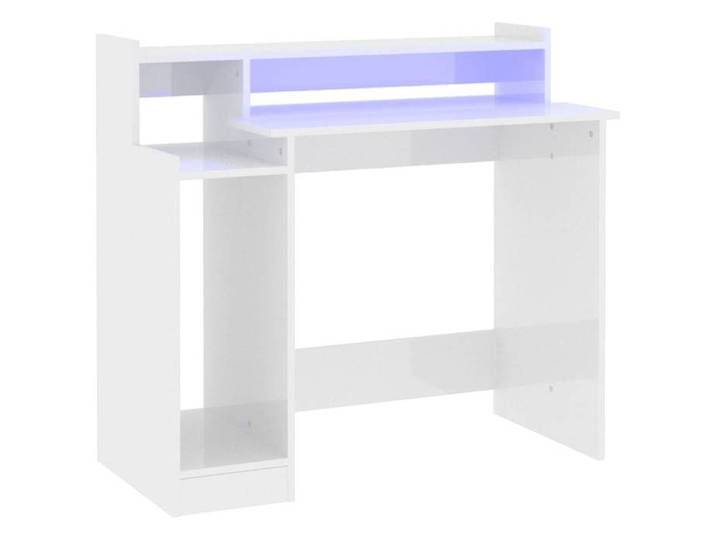 Bureau - CLOUD - lumières LED - Blanc brillant - 97x45x90cm - bois d'ingénierie LL147548