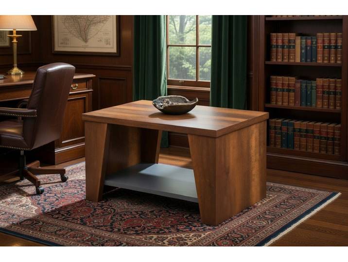 Xlmoebel Couchtisch Rechteckiger Couchtisch aus braunem Holz mit Stauraum, Made in Europa