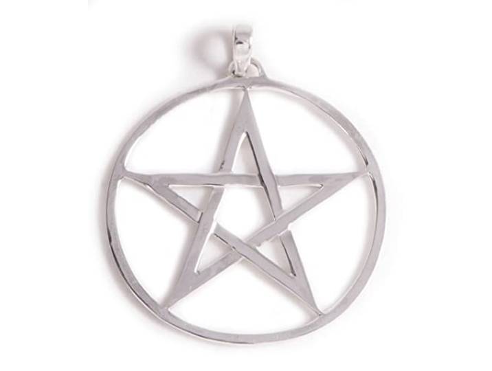 Pentagram hanger met rand 50 mm 925 sterling zilver