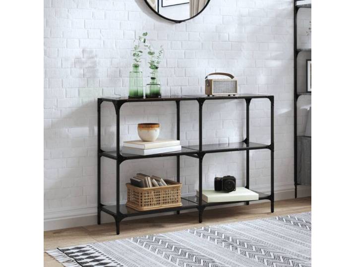 Table console - Verre noir - 118 5x30x81 cm - Métal - Design contemporain