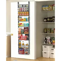 VEVOR Vorratsschrank Speisekammer-Organizer Aufbewahrung über der Tür, 9-stufige Gewürzregale zum Aufhängen aus Stahl, verstellbare Lagerregale für die Wand, für Zuhause Küche Badezimmer, schwarz