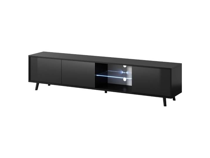 TV-Schrank Galhad Schwarz matt / Schwarz glänzend