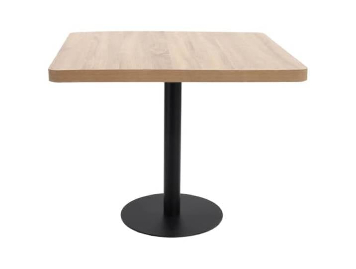 GPUTYGHN Bistrotisch Hellbraun 80x80 cm MDF Stahlbein und Stahlfuß,Maserungsfinish,feuchtes Tuch,Montage,Essbereich
