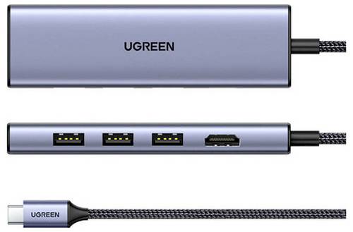 UGREEN USB-C Dockingstation CM511 6-in-1 USB-C Hub integrierter Kartenleser