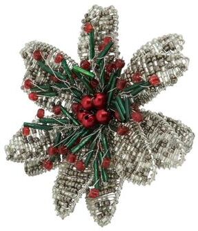 Saro Lifestyle Botanical Charm Beaded Flower Napkin Ring (Set of 4)