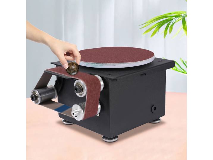Mini ponceuse à bande à 7 vitesses, 100W, moteur à aimant permanent en cuivre pur, 4250-8500r/min, avec 10 bandes pour le bricolage