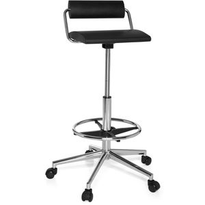 hJh-OFFICE Arbeitsstuhl Top Work 28, schwarz, mit Rollen & Fußring, PU-Schaum, bis 100 kg