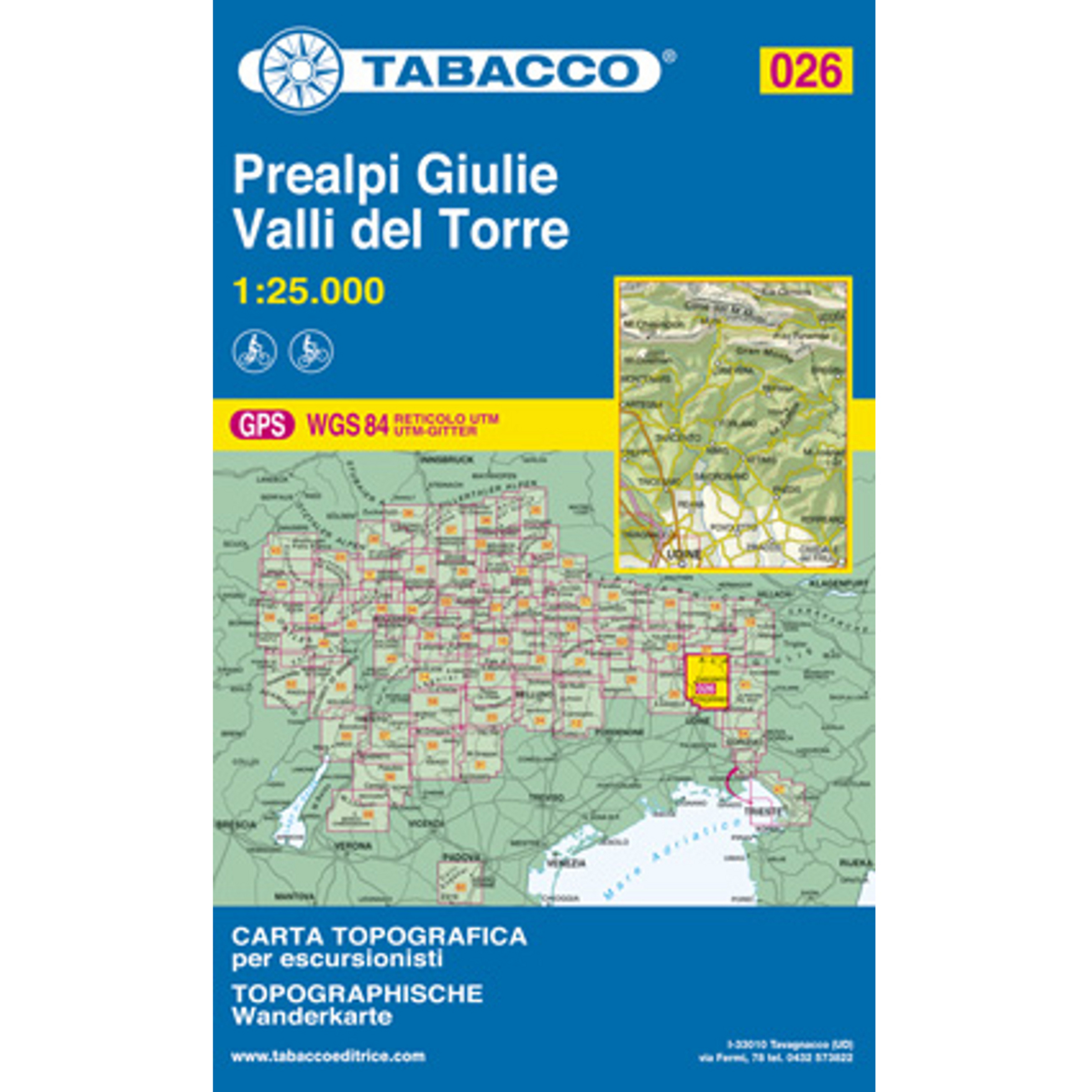 Tabacco Prealpi Giulie-Valli del Torre 026 Wanderkarte Topografische Karten