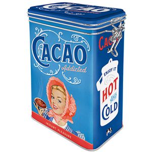 Nostalgic-Art Kaffeedose Cacao Addicted, aus Metall, luftdicht, mit Bügelverschluss, mit Motiv, eckig, 1,3 Liter