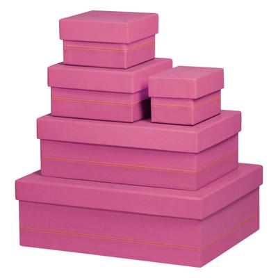 Rhodiarama Set mit 5 ineinander schachtelbaren Boxen aus Kunstleder, 44x34x16cm - Fuchsia 194558C