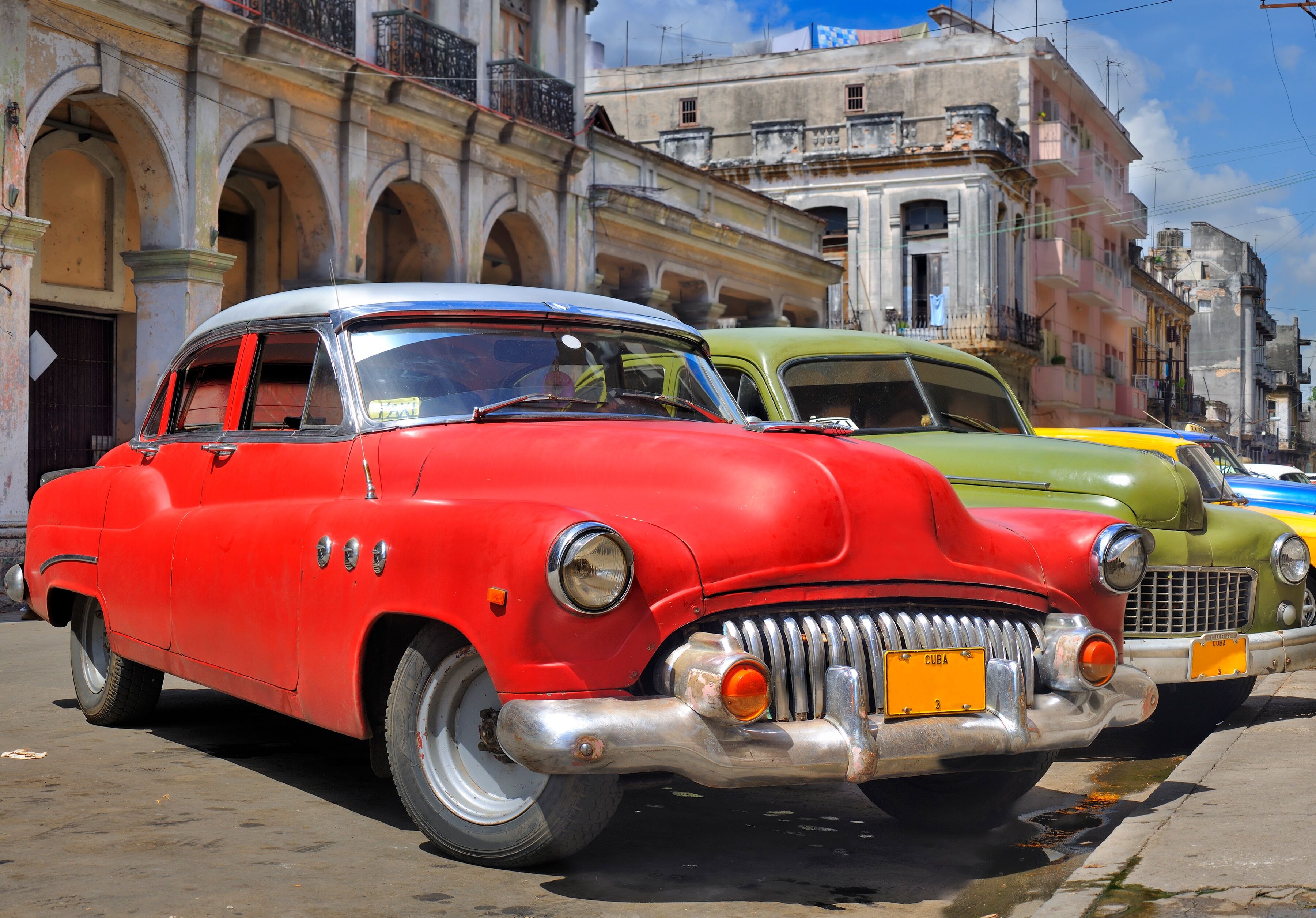 Fototapete PAPERMOON "Havana Oldtimers", bunt, B:2m L:1,49m, Vlies, Tapeten, Fototapete bunt B/L: 2m x 1,49m, Bahnen: 4 Stk.