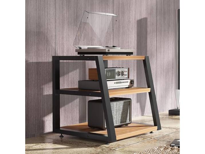 2/3/4 Ebenen AV-Schrank, Verstärkerrack, Audio-Ständer aus Stahl und Holz Offene Ablage, Audio-Geräterack, Stereo-Komponenten, CD-Player, AV-Geräte, Heimkino, Wohnzimmer