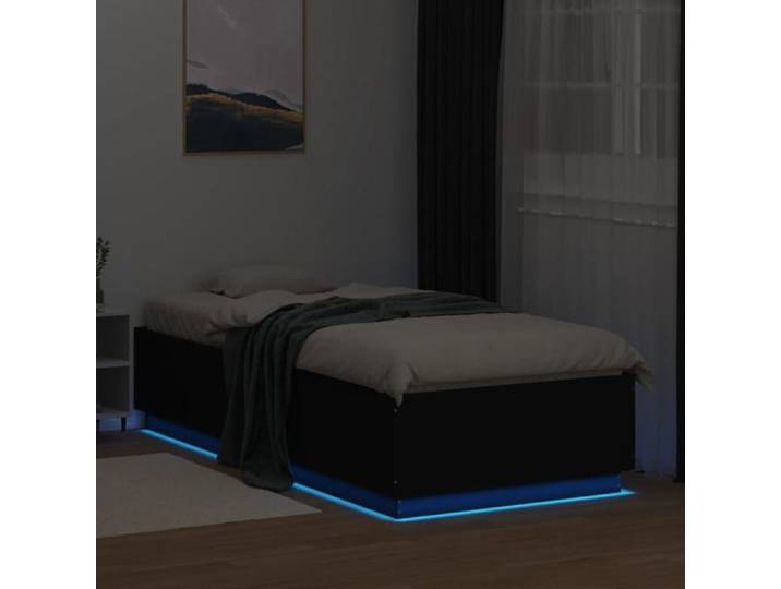 MGH@ Cadre de lit - Contemporain - Lit dormir - avec LED - sans matelas noir 90x200 cm fr4863
