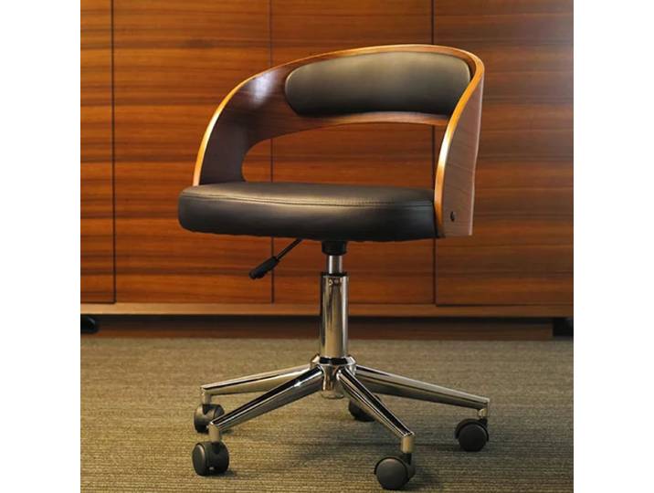 Chaise de Bureau Rotative Ergonomique en Bois Massif, Fauteuil Relevant pour Ordinateur