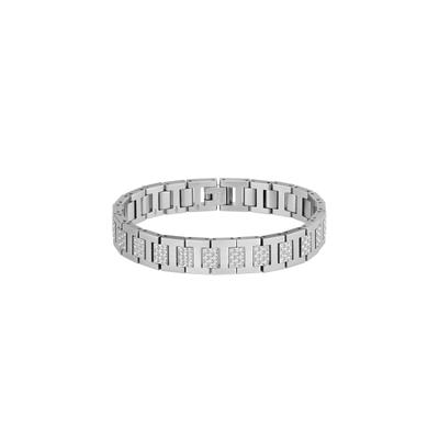 Armband LACOSTE "METROPOLE", silber (edelstahlfarben, kristallweiß), Armbänder, Herren, 20cm,mit Stein, Edelstahl, Armband, mit oder ohne Stein